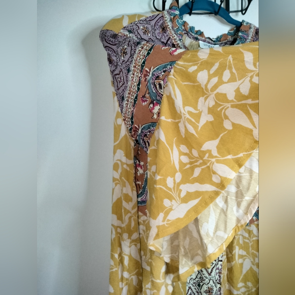 Umgee USA (Size M) Multicolor Floral Flutter SS Boho Above Knee Dress (NEW-NWT) - Picture 7 of 13